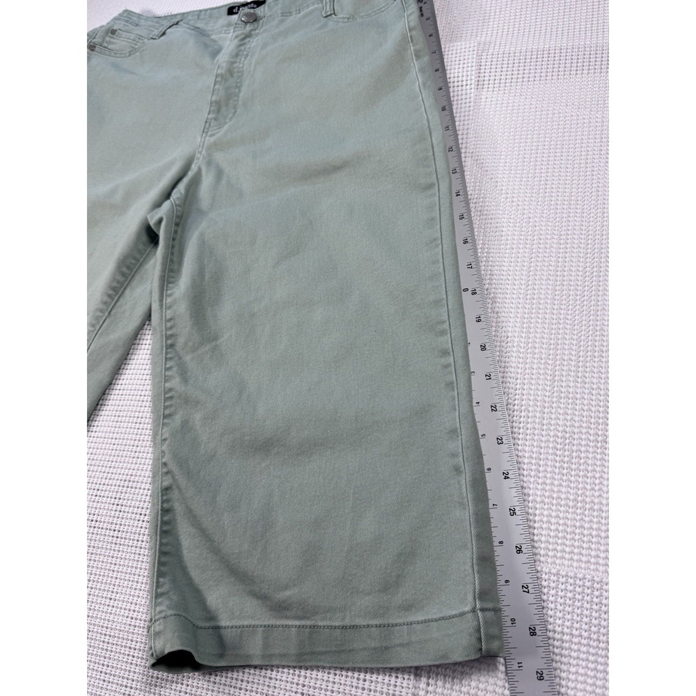 (783) D.Jeans Women Size 12 Green Stretch Denim Bermuda Shorts Capri Casual - Picture 9 of 16